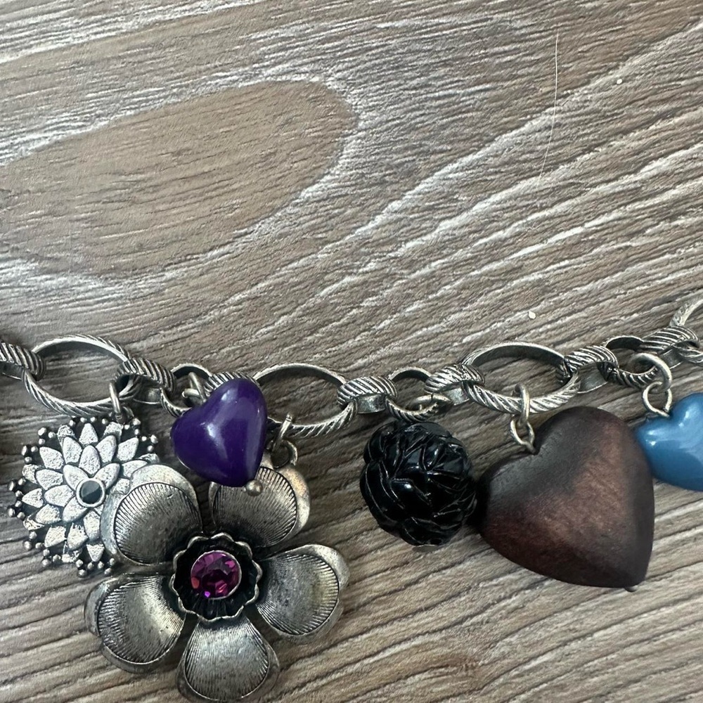 Vintage Handmade Whimysgoth Y2K Silver Chunky Charm Bracelet - Picture 7 of 8